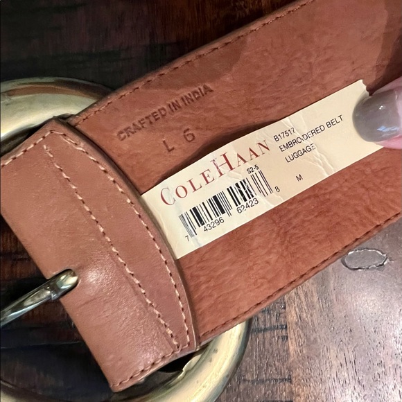 Cole Haan Tan Embroidered Belt - Picture 2 of 11